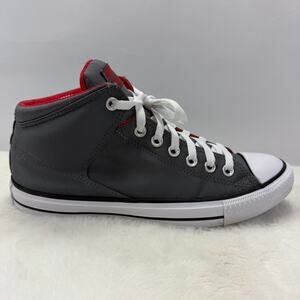Converse Chuck Taylor All Star Gray Mid Top Sneakers Red Liner Men’s Size 8